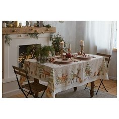 Скатерть Этель Christmas forest 5072932, 180х150 см, бежевый/коричневый