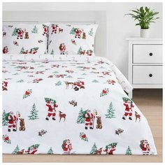 Постельное белье 2-спальное Этель Новогодний лес, поплин, 2 наволочки 70 х 70 см, белый