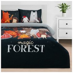 Постельное белье 1.5-спальное Этель Magic forest, бязь, 2 наволочки 50 х 70 см, темно-синий/серый