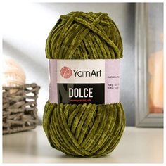 Пряжа YarnArt "Dolce", 100% микрополиэстер, 120 м/100 гр, (772 темный хаки)