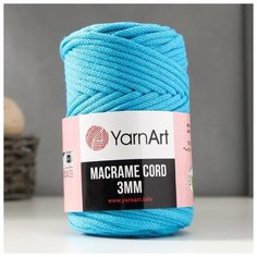 Пряжа YarnArt "Macrame Cord", 60% хлопок, 40% вискоза/полиэстер, 3 мм 85 м/250 гр, (763 голубая бирюза)