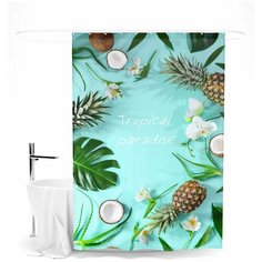 Шторка для ванной Сирень "Тропический рай", 145х180 см