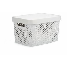 Коробка INFINITY перфорированная с крышкой 17л серая Curver