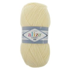 Пряжа ALIZE "Lanagold 800", 49% шерсть, 51% акрил, 800 м*100 г, 01 кремовая