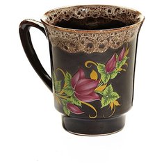 Кружка "Цветы и ягоды" коричневая, деколь, 350 мл, Белая Обезьяна