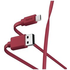 Кабель Hama 00187227 USB (m)-micro USB (m) 1 м, красный плоский