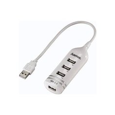 Разветвитель USB 2.0 Hama Round1:4 4 порта, белый (00039788)