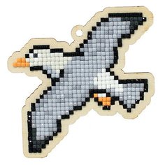 Алмазная мозаика на дереве Подвеска «Чайка», 8,7x9 см, Гранни Wood