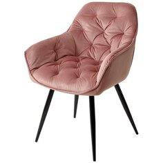 Стул MALTA ( 2 шт. ) мягкий, для кухни, для гостиной, цвет розовый, на черном металлическом каркасе, со спинкой, велюр / BLUVEL-52 / (М Сити) M-City