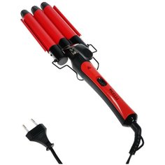 Плойка KELLI KL-1247, 65 Вт, тройная, керамическое покрытие, красно-чёрная