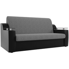 Диван Mebelico Сенатор 100722 160, рогожка серый/экокожа черный Мебелико