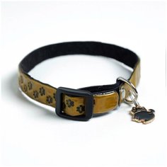 Ошейник светоотражающий Лапки с подвесом, 29 х 1 см, цвет желтый Пушистое счастье