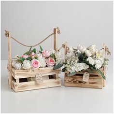 Ящик для декора - набор 2 в 1 (25,5*15*30; 20*12*23) натурал Дарите счастье