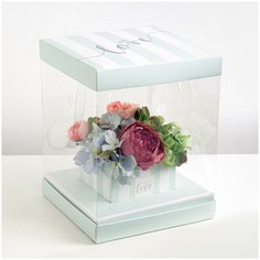 Коробка для цветов с вазой и PVC окнами складная With love, 23 х 30 х 23 см Дарите счастье