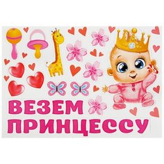 Набор магнитов на авто Везем принцессу! мал., 29,7 х 42 см Сима ленд