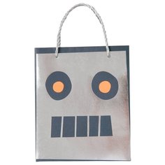 Пакет подарочный Meri Meri Robot, 8 шт. серый/серебристый