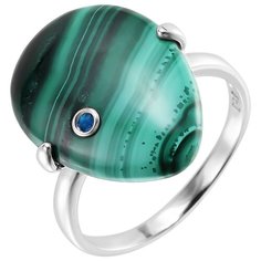 Balex Кольцо 1432930237 из серебра 925 пробы с малахитом природным и фианитом, размер 18