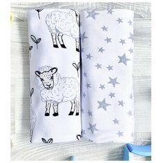 Многоразовые пеленки Mjolk Овечки/Звёзды 88294 120х85 см белый 2 шт.