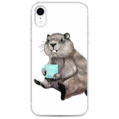 Силиконовый чехол "Бобер с кружкой" на Apple iPhone XR / Айфон XR Case Place