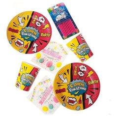 Набор бумажной посуды "Super party" со свечами 6991162 Страна Карнавалия