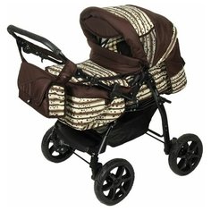 Стек Коляска-трансформер «Пилот», пластиковые колёса, оттенки коричневого, рисунок микс