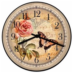SvS Настенные часы SvS 4001048 Vintage Бабочка и роза СВС