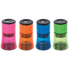 Точилка BRAUBERG "Office Style", с контейнером, пластиковая, корпус ассорти, 228450