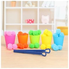 Набор для сортировки «Сортер-стаканчики: Цветные бомбошки» с пинцетом, по методике Монтессори 4288645 Iq Zabiaka