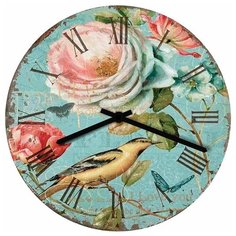 SvS Настенные часы SvS 3501043 Vintage Птица, бабочка и роза СВС