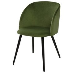 Стул YOKI ( 2 шт. ) мягкий, для кухни, для гостиной, велюр, цвет - террариумный мох, на черном металлическом каркасе, со спинкой / G108-27 / (М Сити) M-City