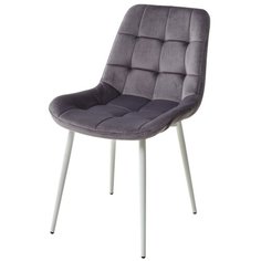 Стул хофман ( 2 шт. ) мягкий, для кухни, для гостиной, велюр, цвет - темно-серый, на белом металлическом каркасе, со спинкой / #B-27 / (М Сити) M-City