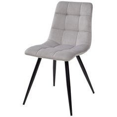 Стул TERAMO ( 4 шт. ) мягкий, для кухни, для гостиной, велюр, цвет - светло-серый, на черном металлическом каркасе, со спинкой / UF910-02 / (М Сити) M-City
