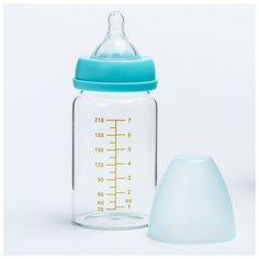Mum&Baby Бутылочка для кормления 210 мл., стекло, широкое горло, цвет микс