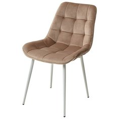 Стул хофман ( 2 шт. ) мягкий, для кухни, для гостиной, велюр, цвет - светло-коричневый, на белом металлическом каркасе, со спинкой / #B-06 / (М Сити) M-City