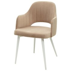 Стул FANTINE-LA Beige / 4 шт. / Бежевый, велюр, Белый металлический каркас / для кухни, для гостиной / #5 / M-City