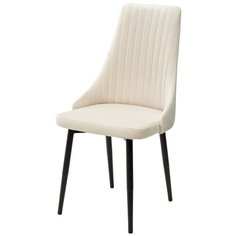 Стул Руссо ( 2 шт. ) мягкий, для кухни, для гостиной, велюр, цвет - кремовый, на черном металлическом каркасе, со спинкой / Catalana #C1 / (М Сити) M-City