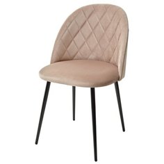 Стул нирвана ( 2 шт. ) мягкий, для кухни, для гостиной, велюр, цвет - бежевый, на черном металлическом каркасе, со спинкой / B-05 / (М Сити) M-City