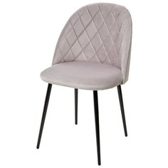 Стул нирвана ( 2 шт. ) мягкий, для кухни, для гостиной, велюр, цвет - светло-серый, на черном металлическом каркасе, со спинкой / B-24 / (М Сити) M-City