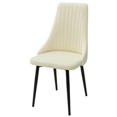 Стул Руссо ( 2 шт. ) мягкий, для кухни, для гостиной, велюр, цвет - сливочный, на черном металлическом каркасе, со спинкой / Premier 01 / (М Сити) M-City