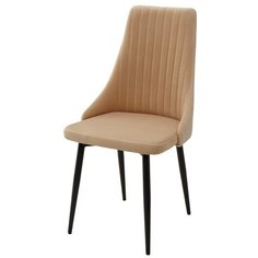 Стул Руссо ( 2 шт. ) мягкий, для кухни, для гостиной, велюр, цвет - бежевый, на черном металлическом каркасе, со спинкой / Premier 04 / (М Сити) M-City