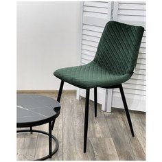 Стул TINTIN ( 4 шт. ) мягкий, для кухни, для гостиной, велюр, цвет - зеленый, на черном металлическом каркасе, со спинкой / BLUVEL-78 / (М Сити) M-City