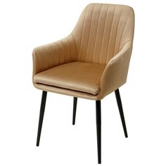 Стул роден ( 4 шт. ) мягкий, для кухни, для гостиной, велюр, цвет - бежевый, на черном металлическом каркасе, со спинкой / Blitz 04 / (М Сити) M-City