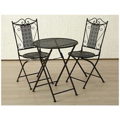 Комплект кованой садовой мебели бордье (стол и два стула), тёмно-коричневый Boltze