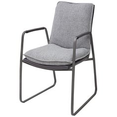 Стул MALABO ( 1 шт. ) мягкий, для кухни, для гостиной, цвет серый, на сером металлическом каркасе, со спинкой, экокожа с тканью / (М Сити) M-City