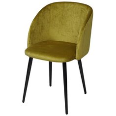 Стул YOKI ( 2 шт. ) мягкий, для кухни, для гостиной, велюр, цвет - олива, на черном металлическом каркасе, со спинкой / G062-17 / (М Сити) M-City