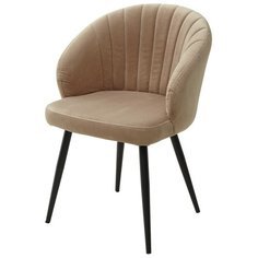 Стул Зефир ( 2 шт. ) мягкий, для кухни, для гостиной, велюр, цвет - светло-коричневый, на черном металлическом каркасе, со спинкой / Premier 08 / (М Сити) M-City