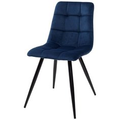 Стул TERAMO ( 4 шт. ) мягкий, для кухни, для гостиной, велюр, цвет - темно-синий, на черном металлическом каркасе, со спинкой / UF910-18 / (М Сити) M-City