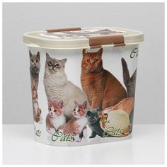 ZOO PLAST Контейнер Cats для корма, овальный, 10 л, микс цветов