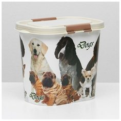 ZOO PLAST Контейнер Dogs для корма, овальный, 10 л, микс цветов