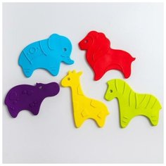 Roxy-kids Антискользящие мини-коврики ROXY-KIDS для ванны. Серия SAFARI. Цвета в ассортименте. 5 шт.